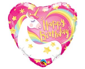Qualatex 18 Inch Heart Foil Birthday Magical Unicorn Balloon (Multicolour) - SG13473