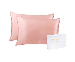 Royal Comfort Mulberry Soft Silk Hypoallergenic Pillowcase Twin Pack 51 x 76cm - Blush