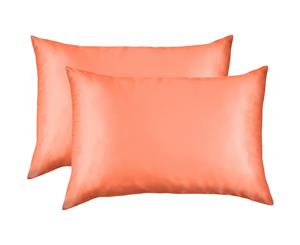 Royal Comfort Mulberry Soft Silk Hypoallergenic Pillowcase Twin Pack 51 x 76cm - Living Coral