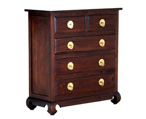 Shanghai Chest of 5 Drawers Tallboy in Mahogany