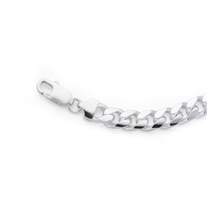 Silver 21cm Gents Solid Oval Curb Bracelet