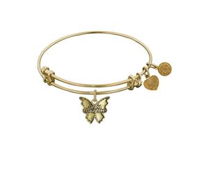 Smooth Finish Brass Grand Daughter Angelica Bangle Bracelet 7.25" - Yellow
