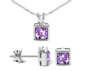 Sterling Silver Princess Set Featuring Crystals From Swarovski (purple)