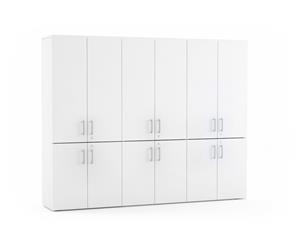 Uniform - 12 Door Large Storage Cupboard with Small Medium Doors Silver Handle - white