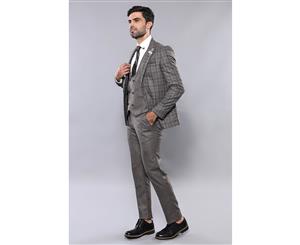 Wessi Slimfit 3 Piece Brown Vested Suit for Men