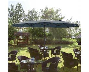 Yescom 4.5 x 2.6 m Double-sided Patio Umbrella Sunshade UV30+ Water Fade Resistant with Crank Outdoor Garden Beach Market Parasol Canopy Dark Grey