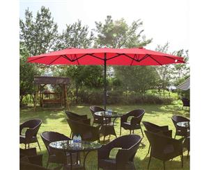 Yescom 4.5 x 2.6 m Double-sided Patio Umbrella Sunshade UV30+ Water Fade Resistant with Crank Outdoor Garden Beach Market Parasol Shelter Canopy Red