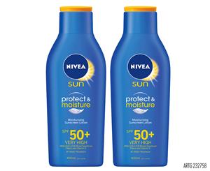 2 x Nivea Sun Protect & Moisture Sunscreen SPF 50+ 400mL