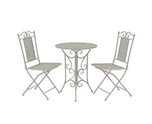 3 Piece Bistro Set Steel Grey Outdoor Balcony Bistro Table and Chair