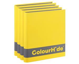 4x ColourHide A4 200 Sheets Silky Touch Ring Binder/Folder File Organiser Yellow