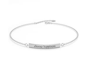 .925 Sterling Silver Bar Bracelet Choose Happiness-Silver