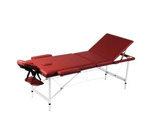 Aluminium Portable Massage Table 3 Fold Beauty Therapy Bed Waxing 68cm Red