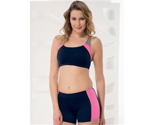 Aqua Perla - Womens -Sporty- Navy Blue - Bikini Two Pieces with Short