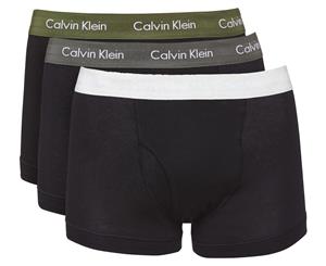 Calvin Klein 100% Cotton Trunks 3-Pack - Black White/Black Grey/Black Green