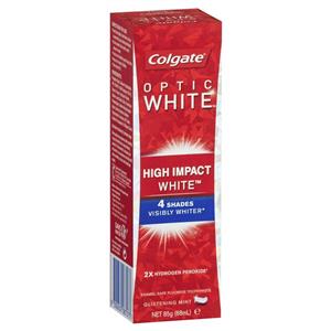 Colgate Optic White High Impact White Glistening Mint Whitening Toothpaste with hydrogen peroxide 85g