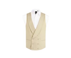 Dobell Boys Gold/Buff Morning Wedding Suit Vest Regular Fit Shawl Lapel Double Breasted