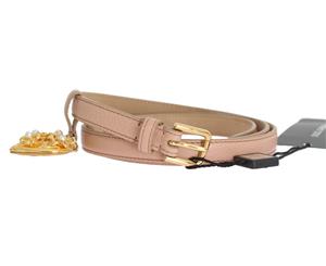 Dolce & Gabbana Beige Leather Mamma Gold Heart Belt