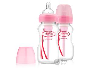 Dr Brown's ORIGINAL OPTIONS 270ml Wide Neck Baby Bottle Twin Pack Pink