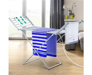 Electric Heated Towel Clothes Airer Rack Dryer Warmer Stand Rail Free Standing