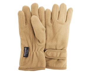 Floso Girls Childrens/Kids Plain Thermal Thinsulate Fleece Gloves (3M 40G) (Beige) - GL492