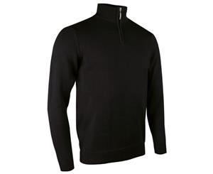 Glenmuir Mens Plain Zip Neck Cotton Golf Sweater/Jumper (Black) - RW4180