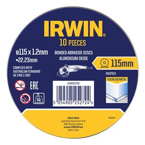 IRWIN 115 x 1.2 x 22.2mm Metal Cut Off Disc 10PK