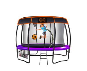 Kahuna Trampoline 12 ft with Basket ball set and Roof-Purple