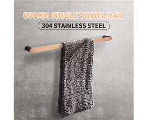 Luxury Black & Rose Gold Single Towel Rail 600mm Stainless Steel 304 Wall Mounted