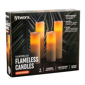 Lytworx Battery Operated Light Decor Slim Flicker Candles - 4 Pack