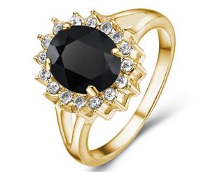 Mestige Black Windsor Ring w/ Swarovski Crystals - Gold