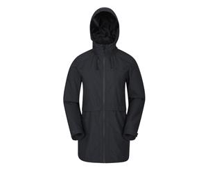 Mountain Warehouse Rain Drops Long Womens Jacket Waterproof Fabric - Black