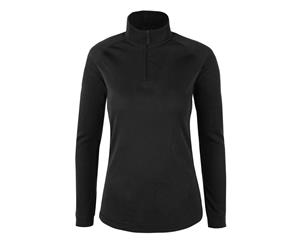 Mountain Warehouse Talus Womens Zip Neck Top Long Sleeved Isotherm - Black
