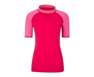 Mountain Warehouse Womens Rash Vest SPF50+ Treatment and Flat Seams for Swimming - Pink