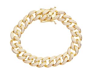 Premium Bling 925 Sterling Silver Bracelet - MIAMI CURB 14mm - Gold