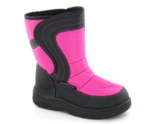 Reflex Childrens Girls Fleece Lined Snow Boots (Fuchsia/Black) - KM205