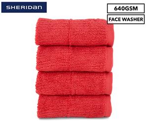 Sheridan Trenton Face Washer 4-Pack - Coral