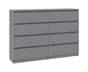 Sideboard Grey 140x35x79cm Chipboard Buffet Server Storage Cupboard