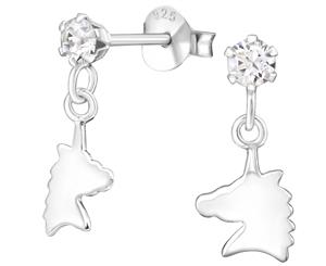 Sterling Silver Kids Unicorn Stud earrrings made with Swarovski Crystal