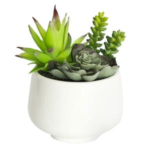 UN-REAL 19cm Artificial Succulent Plant Trio In White Pot