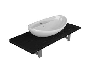 2 Piece Bathroom Furniture Set 58.5cm Black Oval Basin w/ Wall Shelf