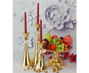 25cm Rope design cake stand with 3 Candle Set Gold
