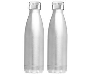 2PK Avanti 1L Water Vacuum Thermo Drink Bottle Dual Wall Stainless Steel Silver