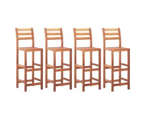 4x Solid Acacia Wood Bar Chairs Weather Resistant Garden Dining Seats