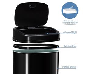 68L Intelligent Motion Sensor Touchless & Stainless Trash Bin Waste Can - Black