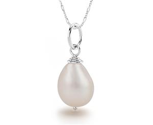 .925 Sterling Silver Timeless Freshwater Pendant-Silver/Pearl White