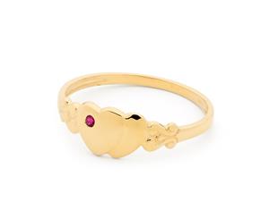 Bee - Childs Signet Ring Gold with Ruby - Size N