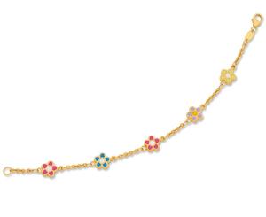 Bevilles Children's 9ct Yellow Gold Silver Infused Flower Bracelet