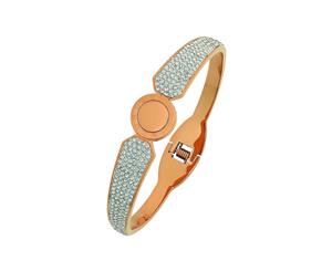 Bevilles Stainless Steel Rose Pave Crystal Bangle