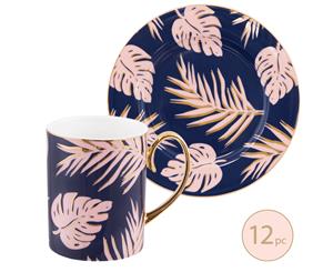 Blue Lagoon Mugs & Side Plates - 12 Piece Set