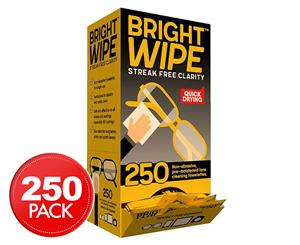 BrightWipe Lens Cleaner Wipes 250pk